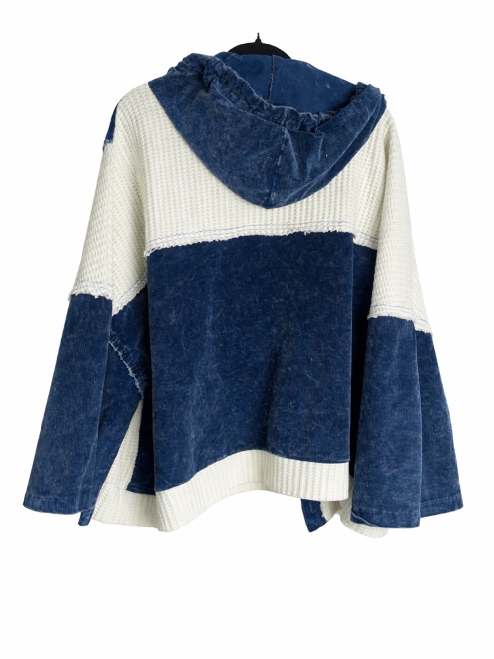 POL Blue Patchwork Hooded Cardigan with Embroidered Swirls - Picture 10 of 11